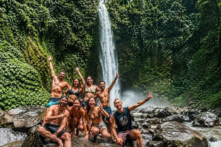 Nungnung waterfall in Bali's highlands on a private waterfall and Tanah Lot sunset tour